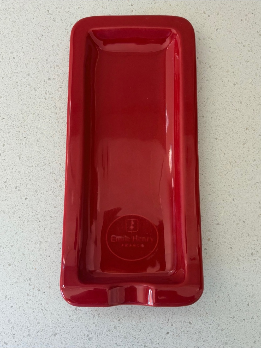 Emile Henry Spoon Rest Rouge (Red) Made in France Clay 4" x 9" Dishwasher Safe